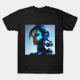 Blue Mechas Cyber Girl T-Shirt